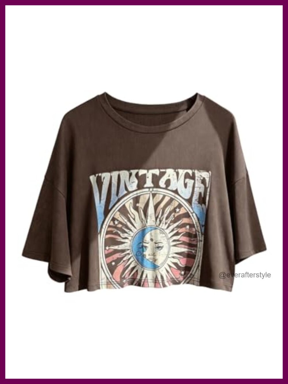 Plus Size Graphic Crop Tee Oversized Drop Shoulder Y2K Vintage Top